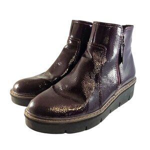 Clarks Collection Airabell Size 8 Burgundy Patent Leather Wedge Ankle Boots